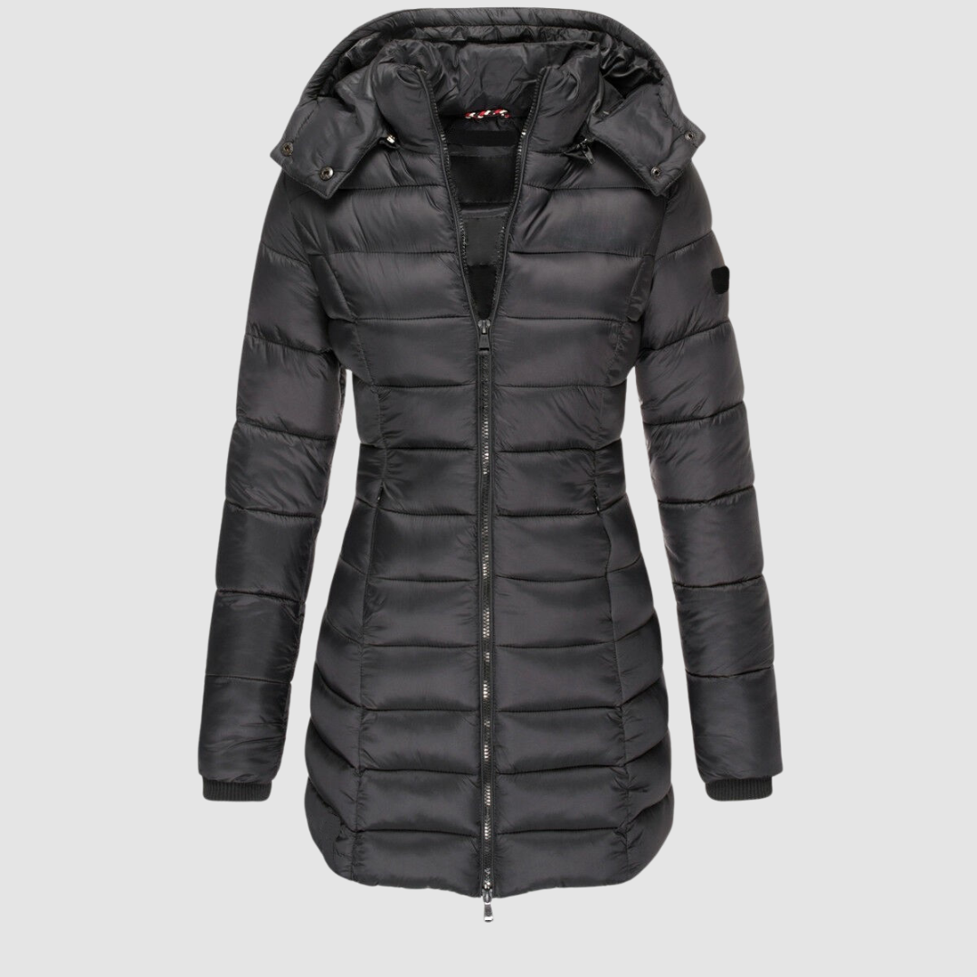 Katrine | Dame Vinterjakke Quiltet Med Hætte - Black - Image 1