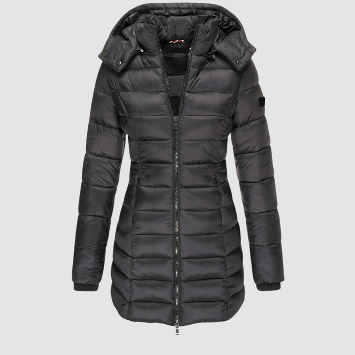 Katrine | Dame Vinterjakke Quiltet Med Hætte - Black - Image 1