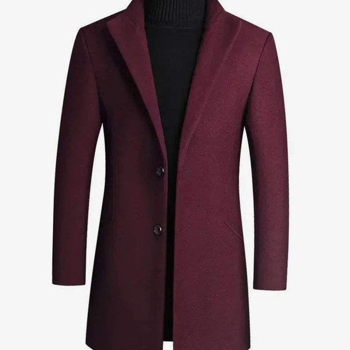 Leander | Herre Uldfrakke Slim Fit Notch-Lapel - Burgundy - Image 1