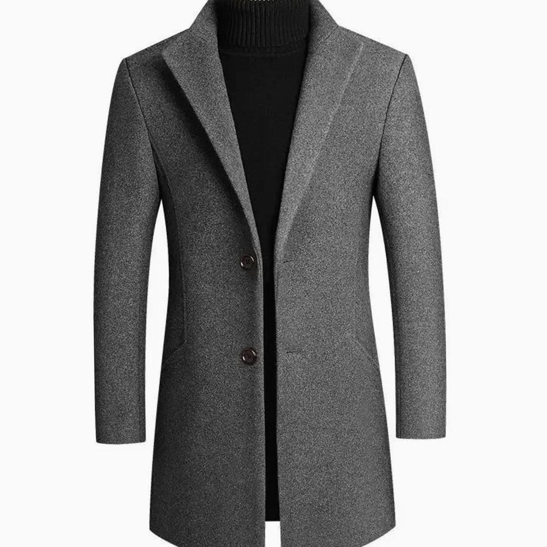 Leander | Herre Uldfrakke Slim Fit Notch-Lapel - Burgundy - Image 4