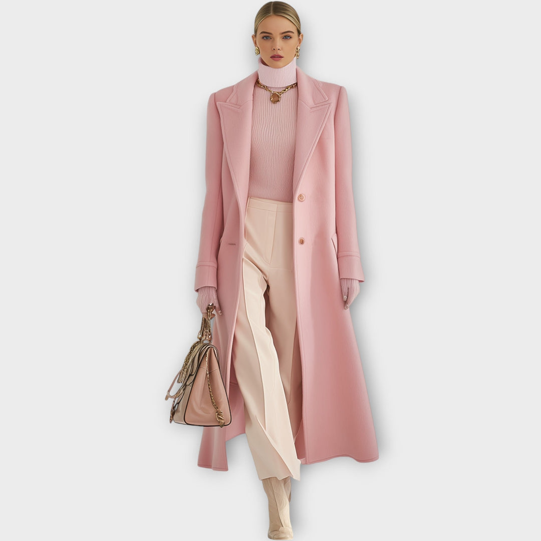 Leonora | Dame Lang Vinterjakke Skræddersyet Snit - Pink - Image 1