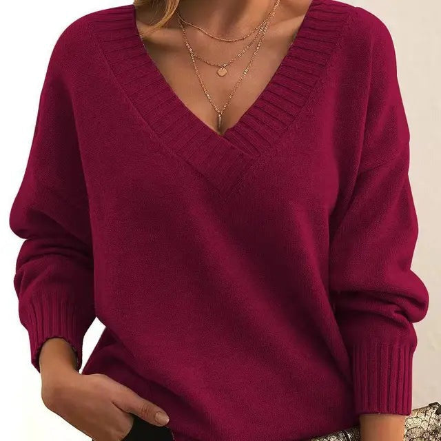 Lisbeth | Dame Striktrøje V-hals Pullover - Black - Image 10