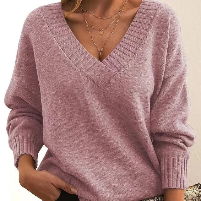 Lisbeth | Dame Striktrøje V-hals Pullover - Black - Image 11