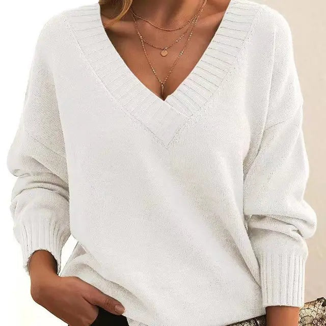 Lisbeth | Dame Striktrøje V-hals Pullover - Black - Image 2