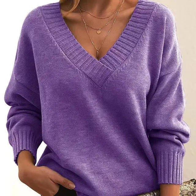 Lisbeth | Dame Striktrøje V-hals Pullover - Black - Image 3