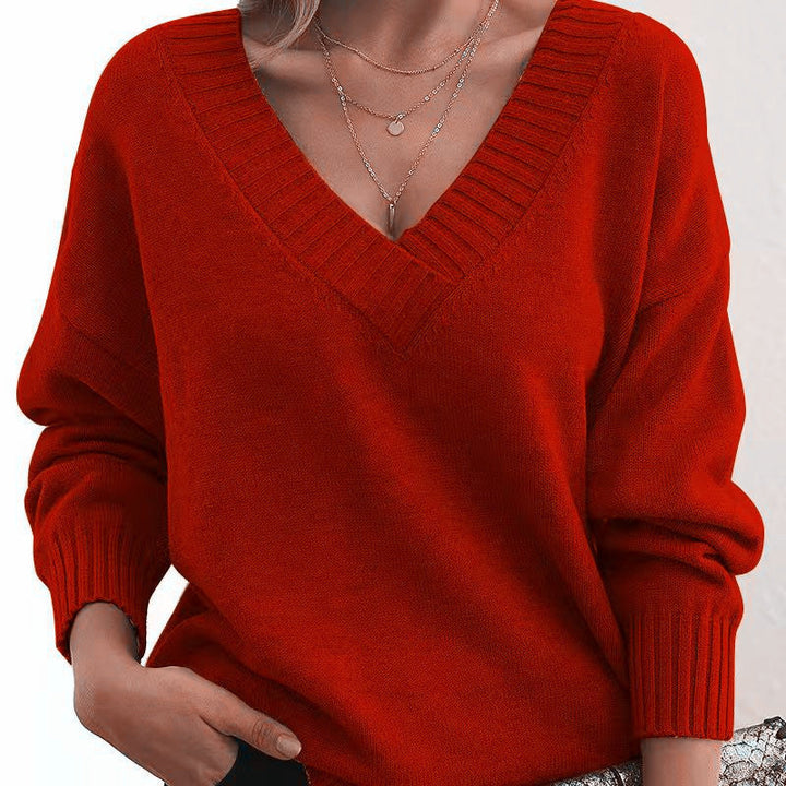 Lisbeth | Dame Striktrøje V-hals Pullover - Black - Image 5