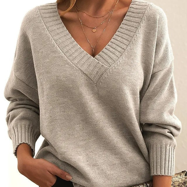 Lisbeth | Dame Striktrøje V-hals Pullover - Black - Image 6