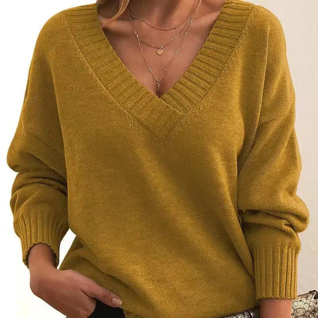 Lisbeth | Dame Striktrøje V-hals Pullover - Black - Image 7