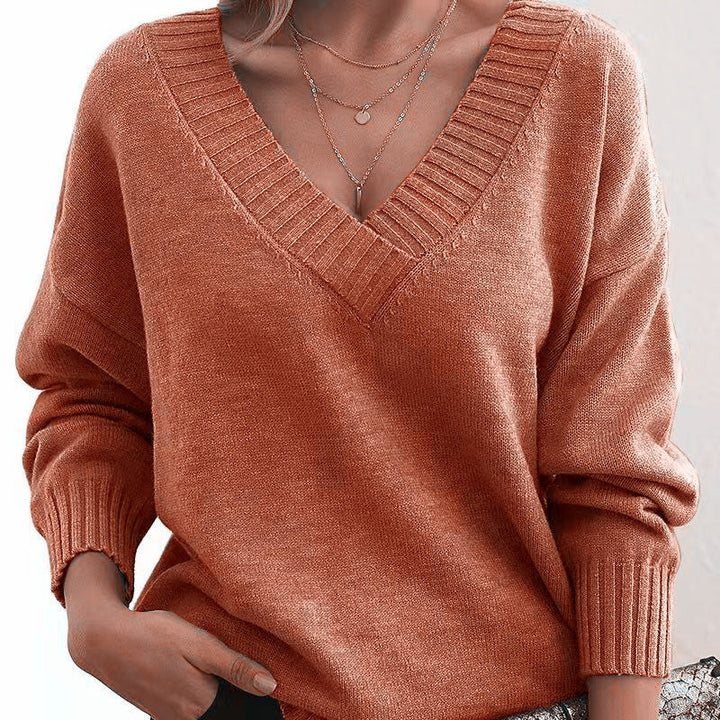 Lisbeth | Dame Striktrøje V-hals Pullover - Black - Image 9