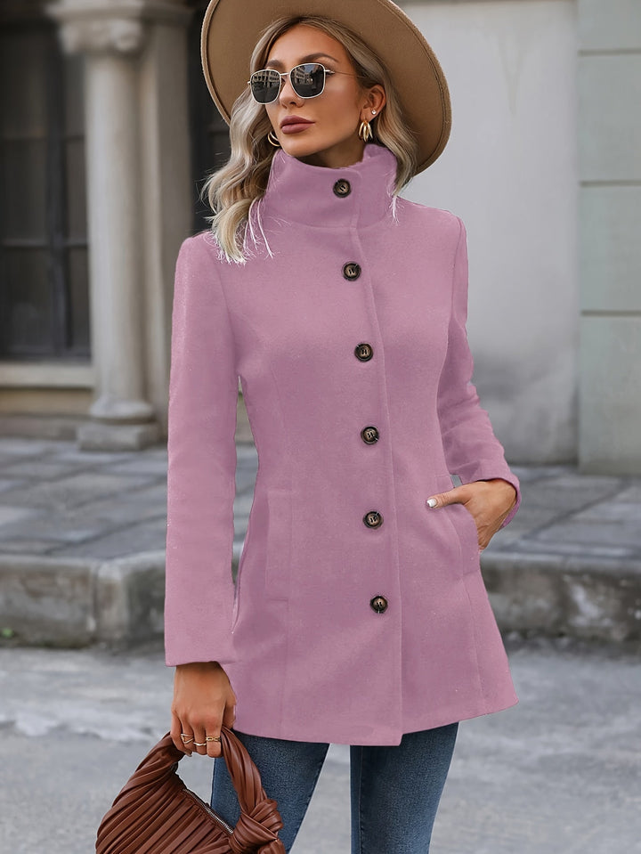 Livana | Dame Enkeltradet Frakke - Pink - Image 4