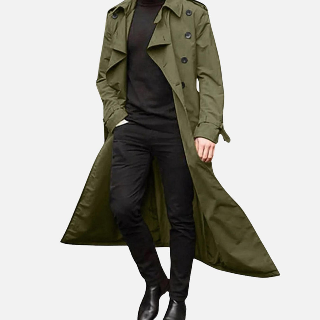 Lorenz | Herre Lang Trenchcoat Dobbeltknappet Frakke - Brown - Image 2