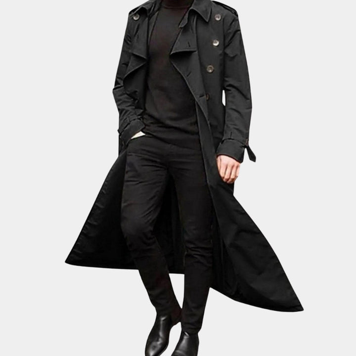 Lorenz | Herre Lang Trenchcoat Dobbeltknappet Frakke - Brown - Image 3
