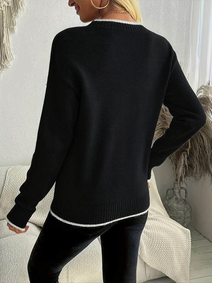 Mabelle | Dame Julesweater Strik med Snefnug - Red - Image 7