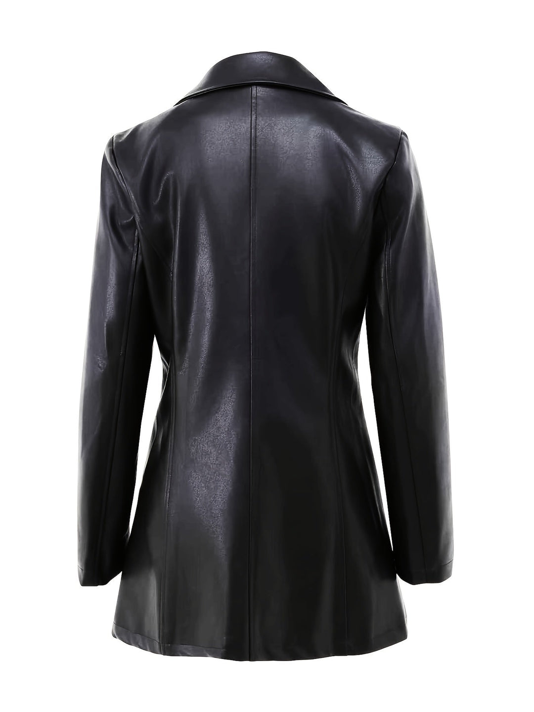 Malena | Dame Kunstlæder Frakke Slimfit Sort - Black - Image 4