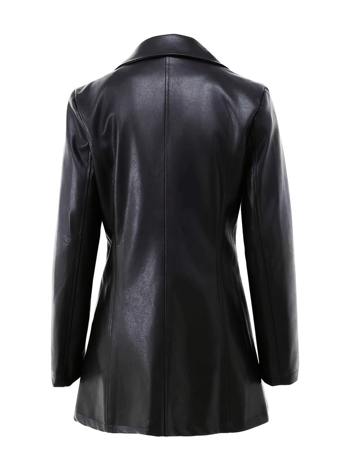 Malena | Dame Kunstlæder Frakke Slimfit Sort - Black - Image 4