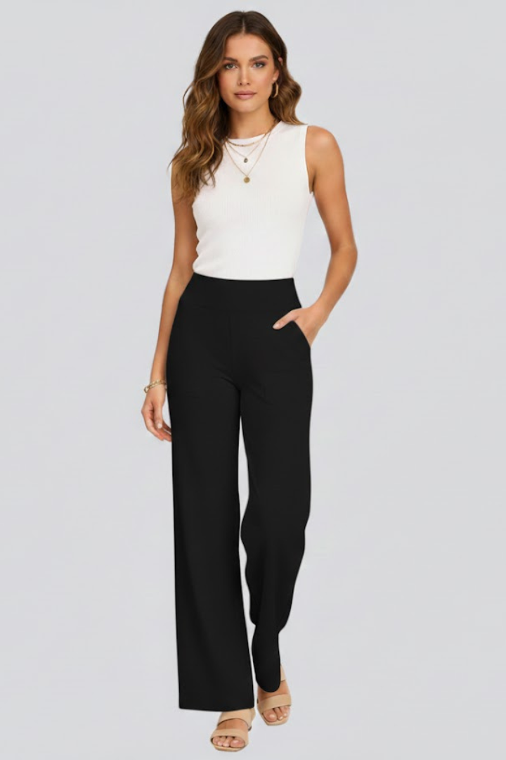Molvaine | Dame bukser wide leg høj talje - Taupe - Image 10