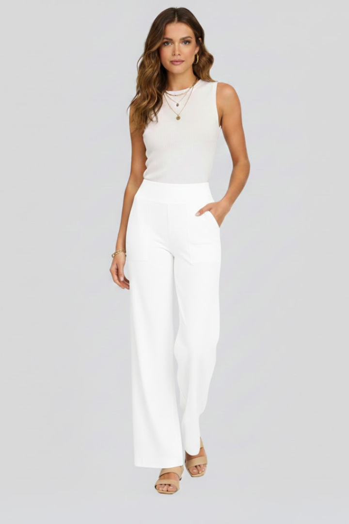 Molvaine | Dame bukser wide leg høj talje - Taupe - Image 11
