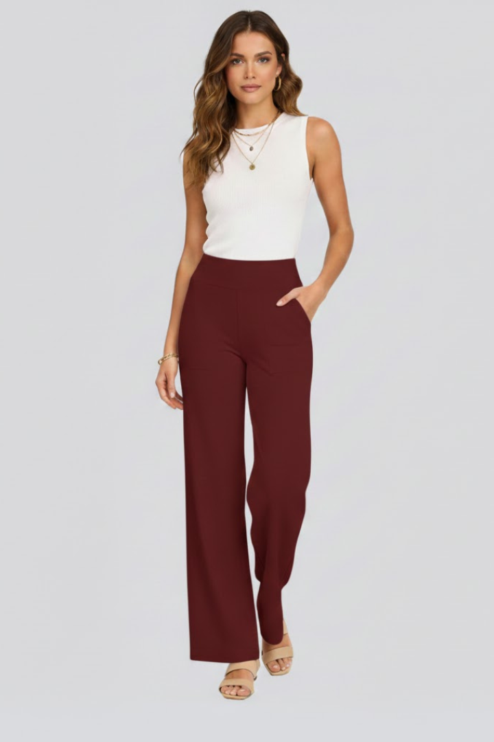 Molvaine | Dame bukser wide leg høj talje - Taupe - Image 12