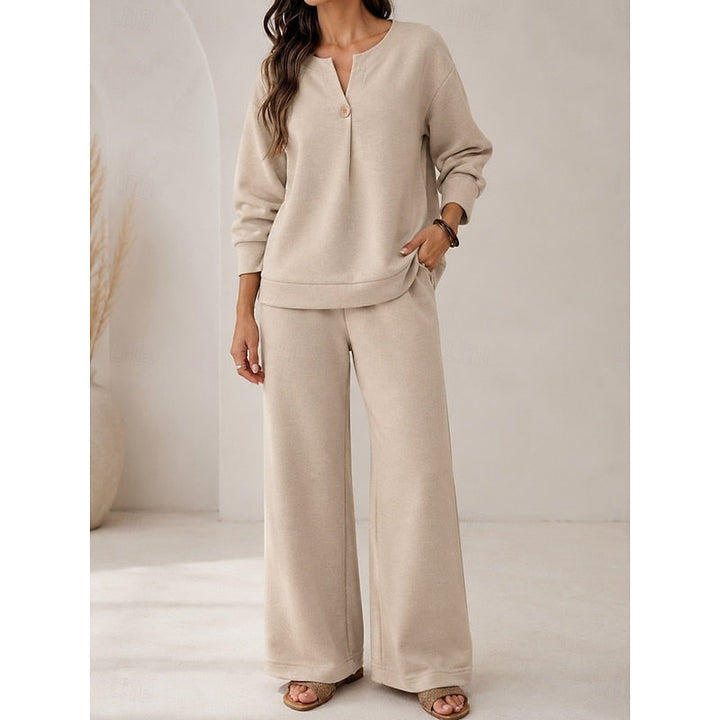 Molvind | Dame Vide Bukser Loungesæt - Beige - Image 1
