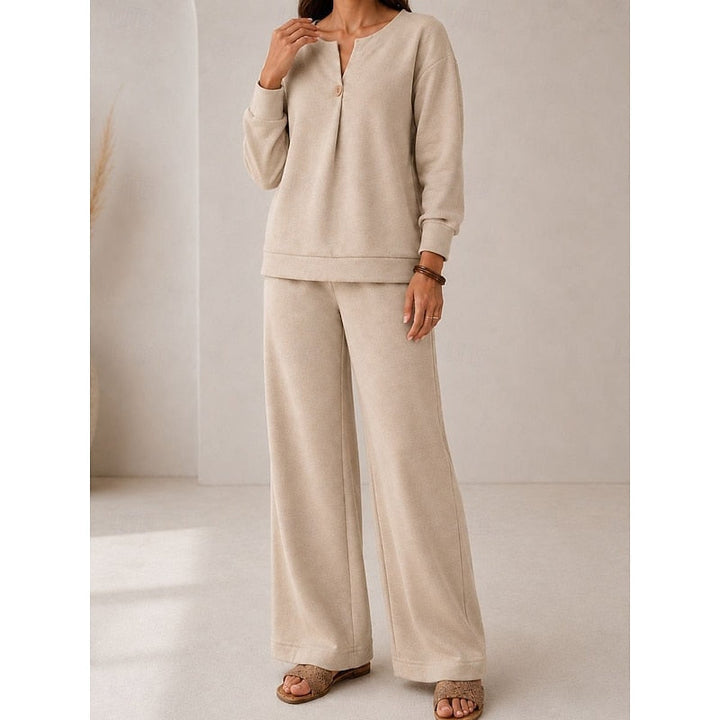 Molvind | Dame Vide Bukser Loungesæt - Beige - Image 2