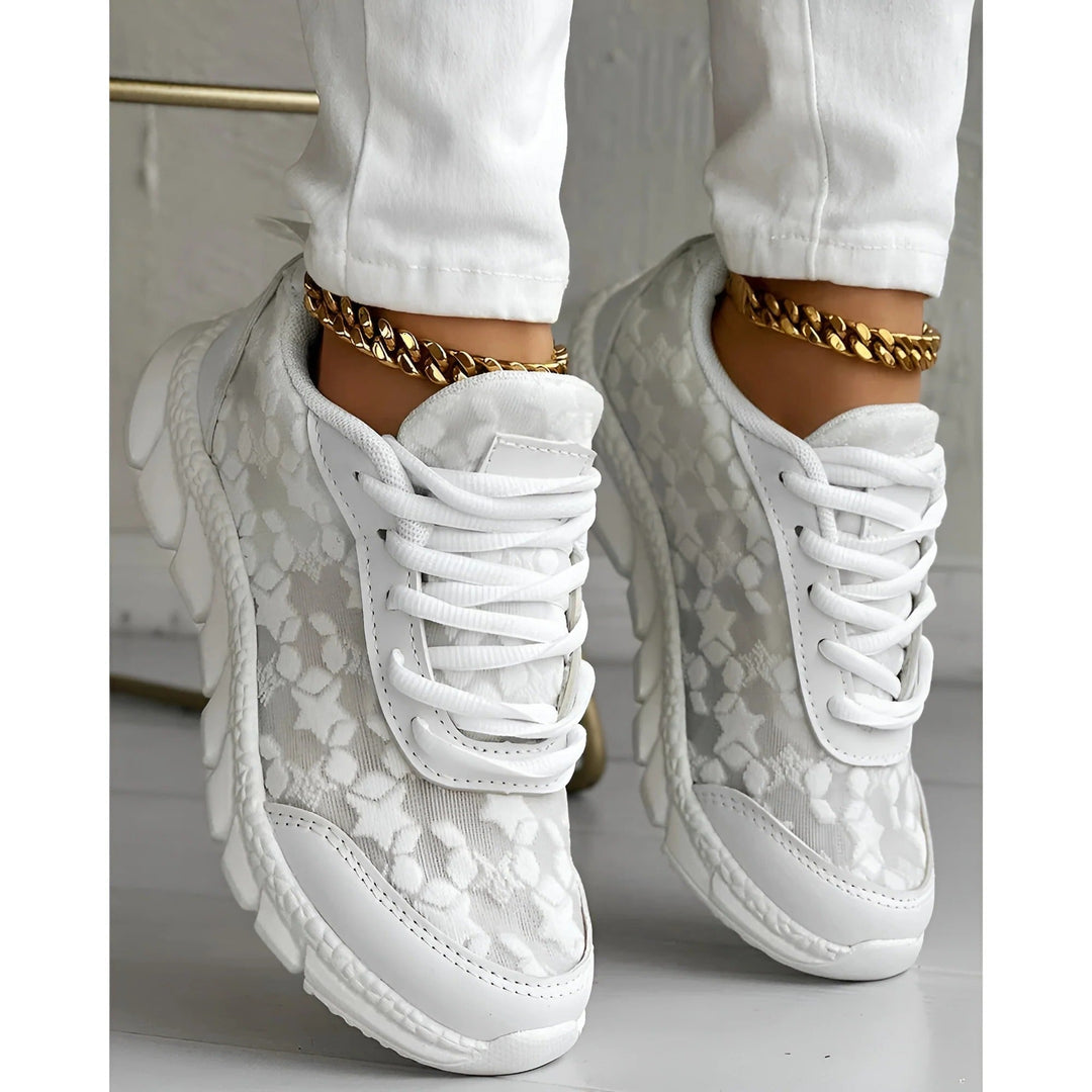 Nolvdis | Dame Chunky Sneakers med Blonde - White - Image 1