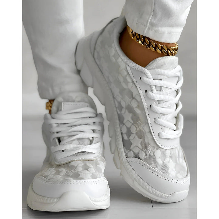 Nolvdis | Dame Chunky Sneakers med Blonde - White - Image 2