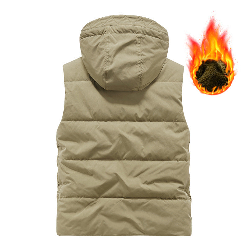 Olvrik | Herre Fleecevest Med Hætte - Khaki - Image 4