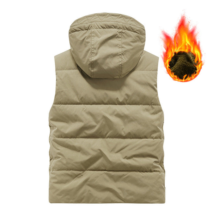 Olvrik | Herre Fleecevest Med Hætte - Khaki - Image 4