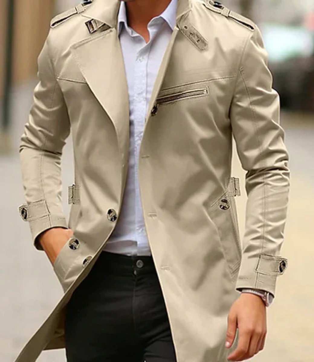 Ormand | Herre Trenchcoat Slim Fit Frakke - Beige - Image 1