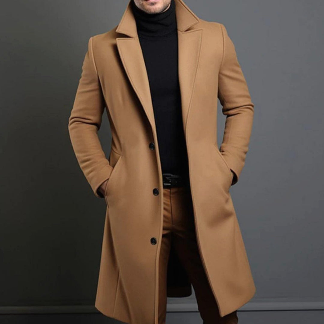 Oswin | Herre Slim-Fit Lang Uldfrakke - Image 2
