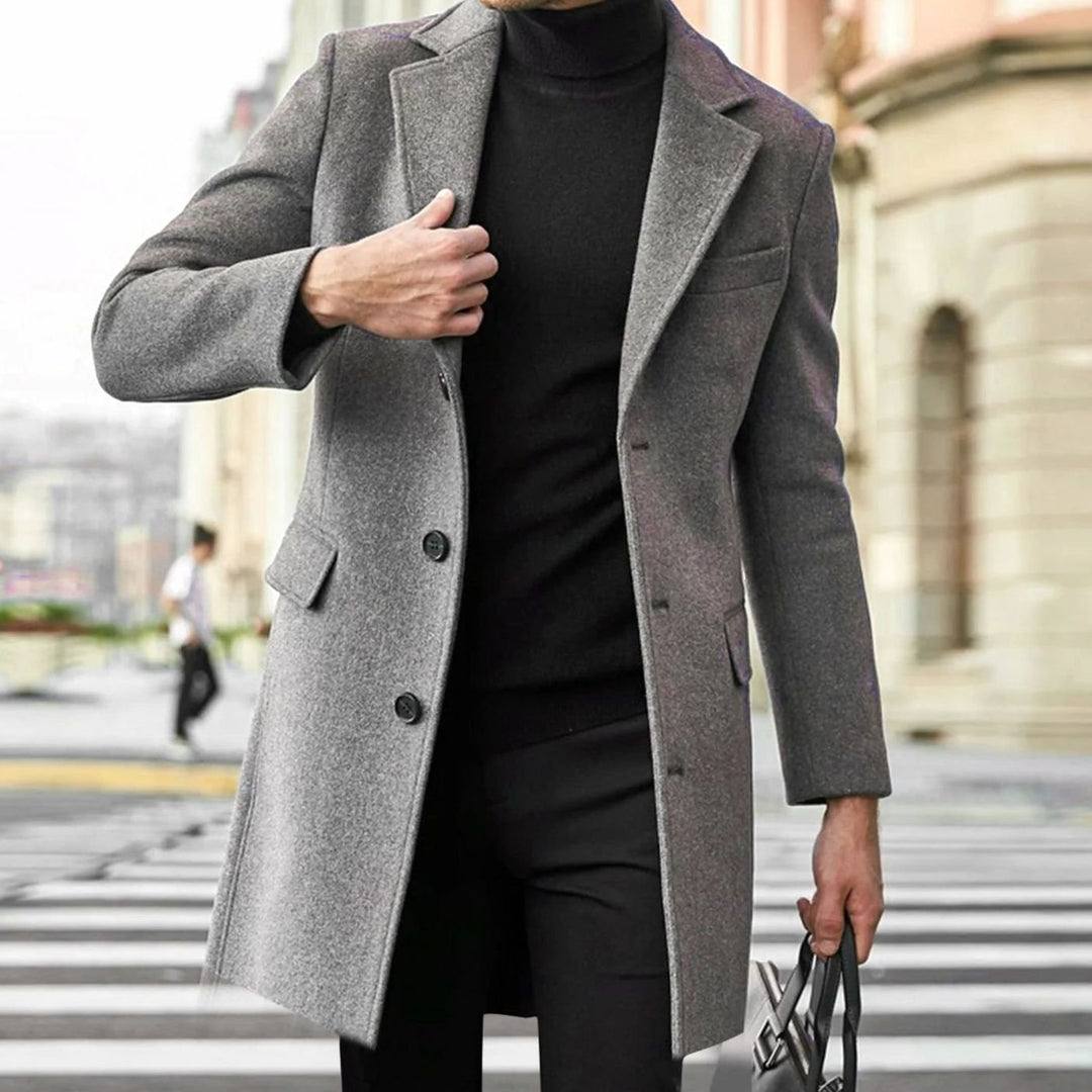 Preben | Herre Vinterfrakke Lang Enkeltradet - Grey - Image 1