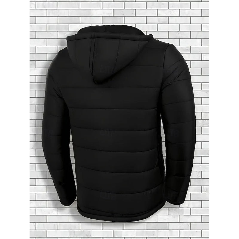 Ragnar | Herre Vinterjakke med Hætte Quiltet - Black - Image 3