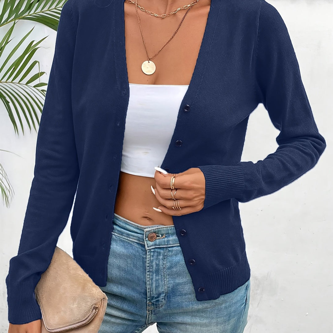 Selvara | Dame Strikjakke V-hals Cardigan - Green - Image 17