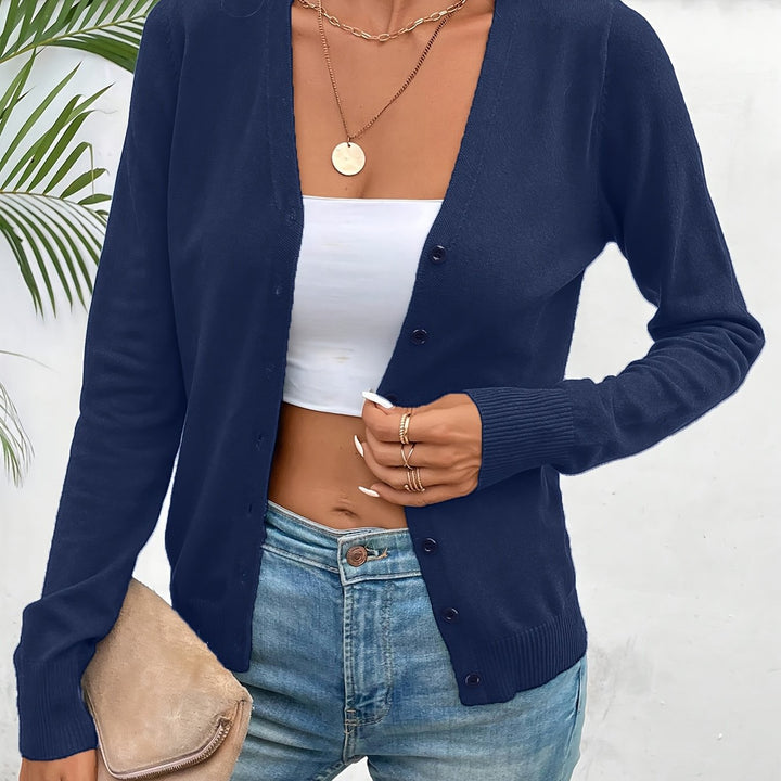 Selvara | Dame Strikjakke V-hals Cardigan - Green - Image 17