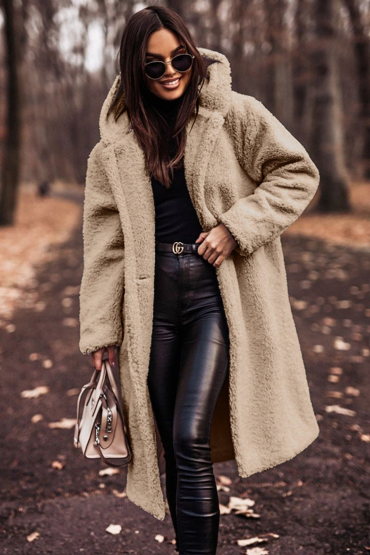 Selvborg | Dame Oversized Teddyfrakke Fleece - Beige - Image 1