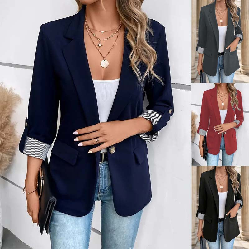 Selvika | Dame Blazer Jakke Åben Front - Navy - Image 1