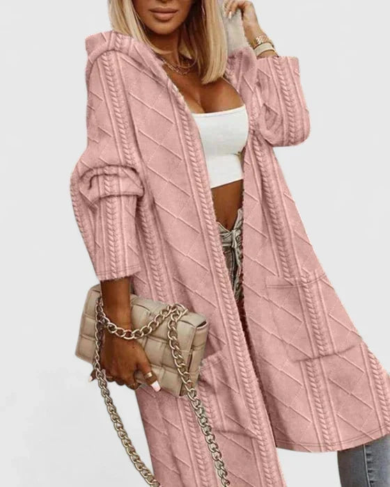 Selvina | Dame Strik Cardigan Med Hætte - Beige - Image 2