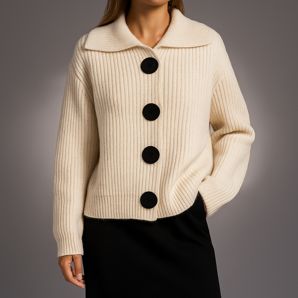 Sigrid | Dame Oversized Cardigan med Knapper - Orange - Image 3