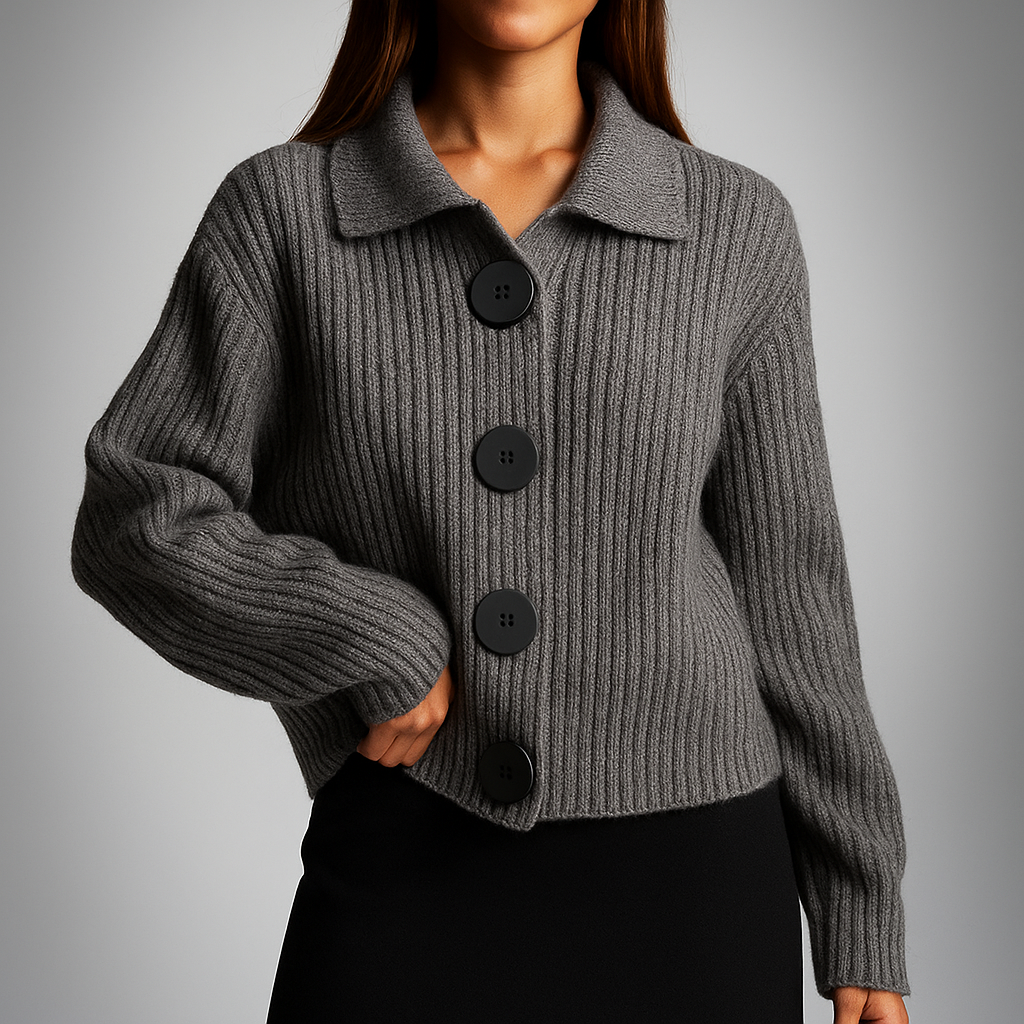 Sigrid | Dame Oversized Cardigan med Knapper - Orange - Image 4