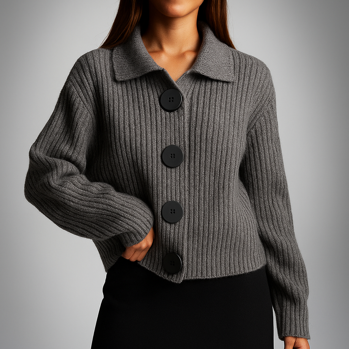 Sigrid | Dame Oversized Cardigan med Knapper - Orange - Image 4