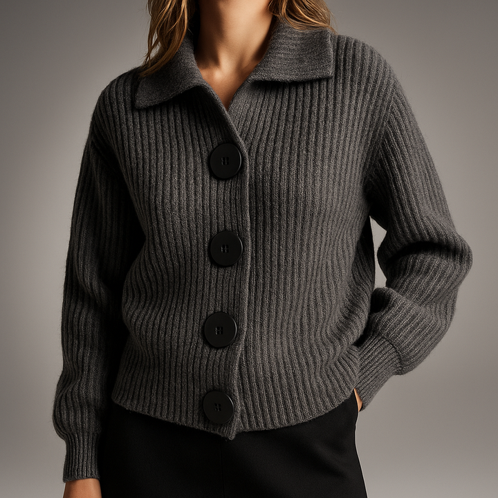 Sigrid | Dame Oversized Cardigan med Knapper - Orange - Image 6