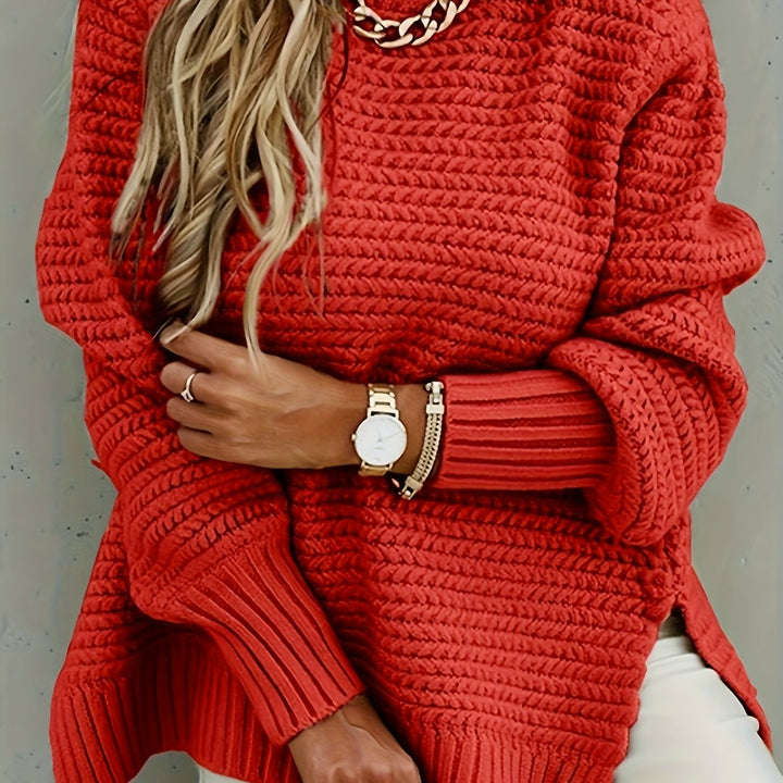 Solange | Dame Grov Strik Sweater Oversized - Red - Image 1
