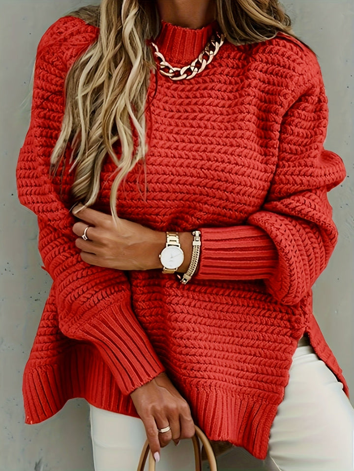 Solange | Dame Grov Strik Sweater Oversized - Red - Image 2