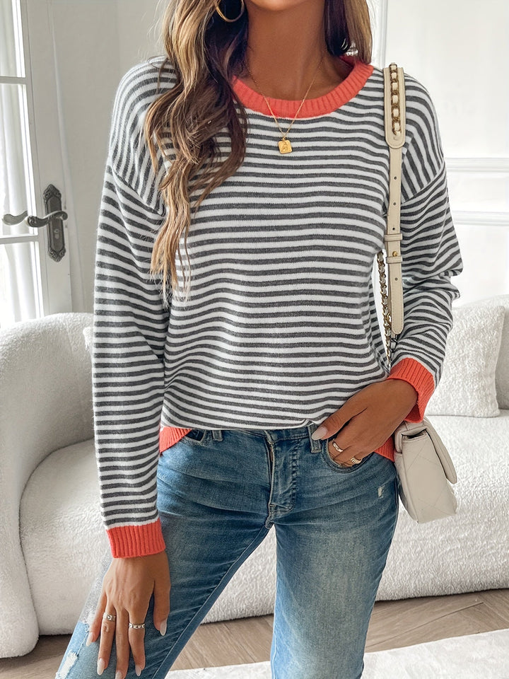 Solbeth | Dame Stribet Strikbluse Langærmet - Striped - Image 2