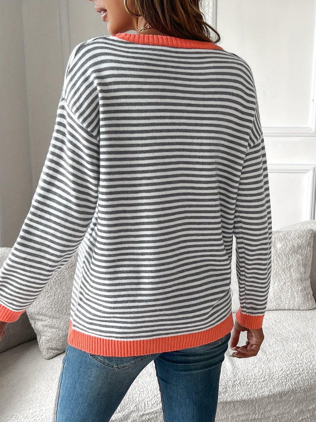 Solbeth | Dame Stribet Strikbluse Langærmet - Striped - Image 3