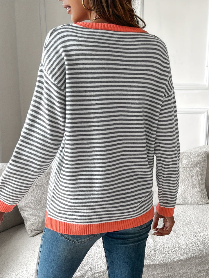 Solbeth | Dame Stribet Strikbluse Langærmet - Striped - Image 3