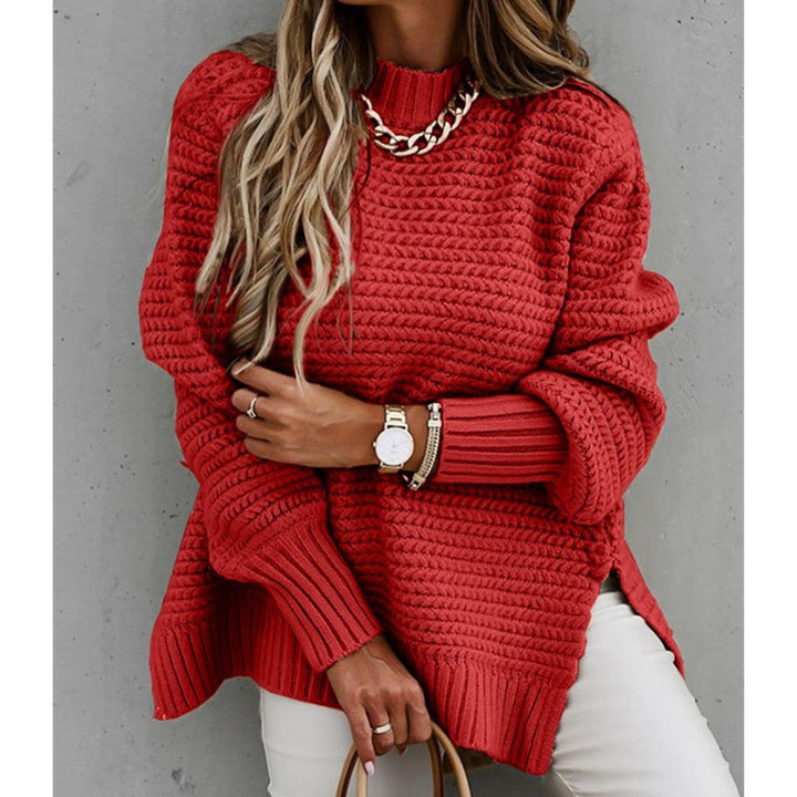 Solbris | Dame Striktrøje Oversized Grovstrik - Red - Image 1