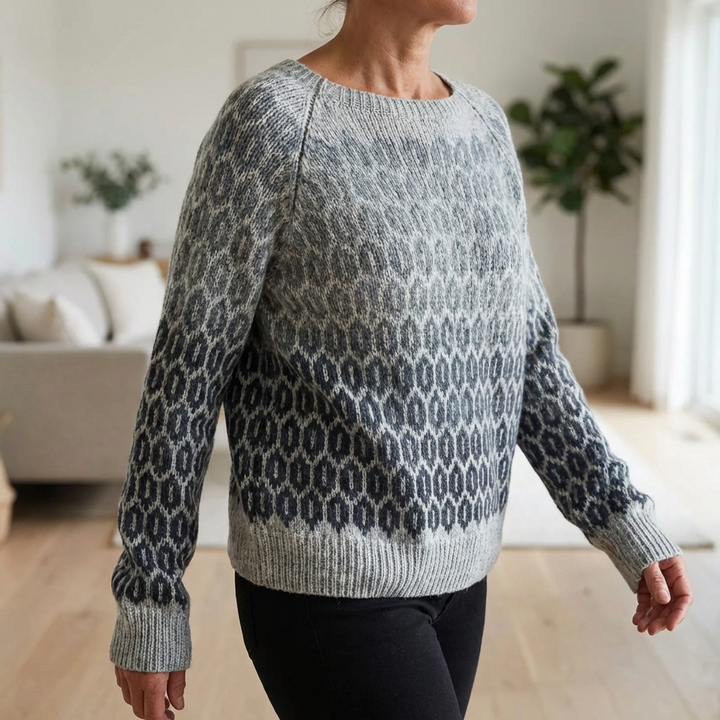 Solhild | Dame Striktrøje Nordisk Mønster - Grey - Image 5