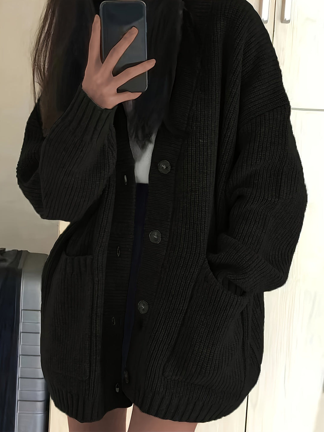 Solmund | Dame Oversized Strikket Cardigan - Image 3