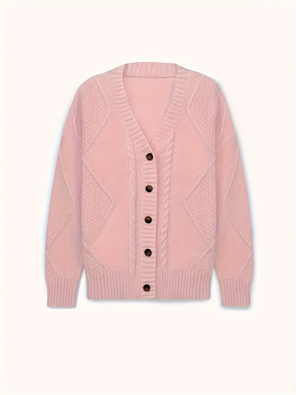 Solmund | Dame Strikkardigan Kabelstrik - Light Pink - Image 2